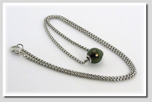 Special! 9MM Black Tahitian Pearl Solitaire Necklace Sterling Silver 18in